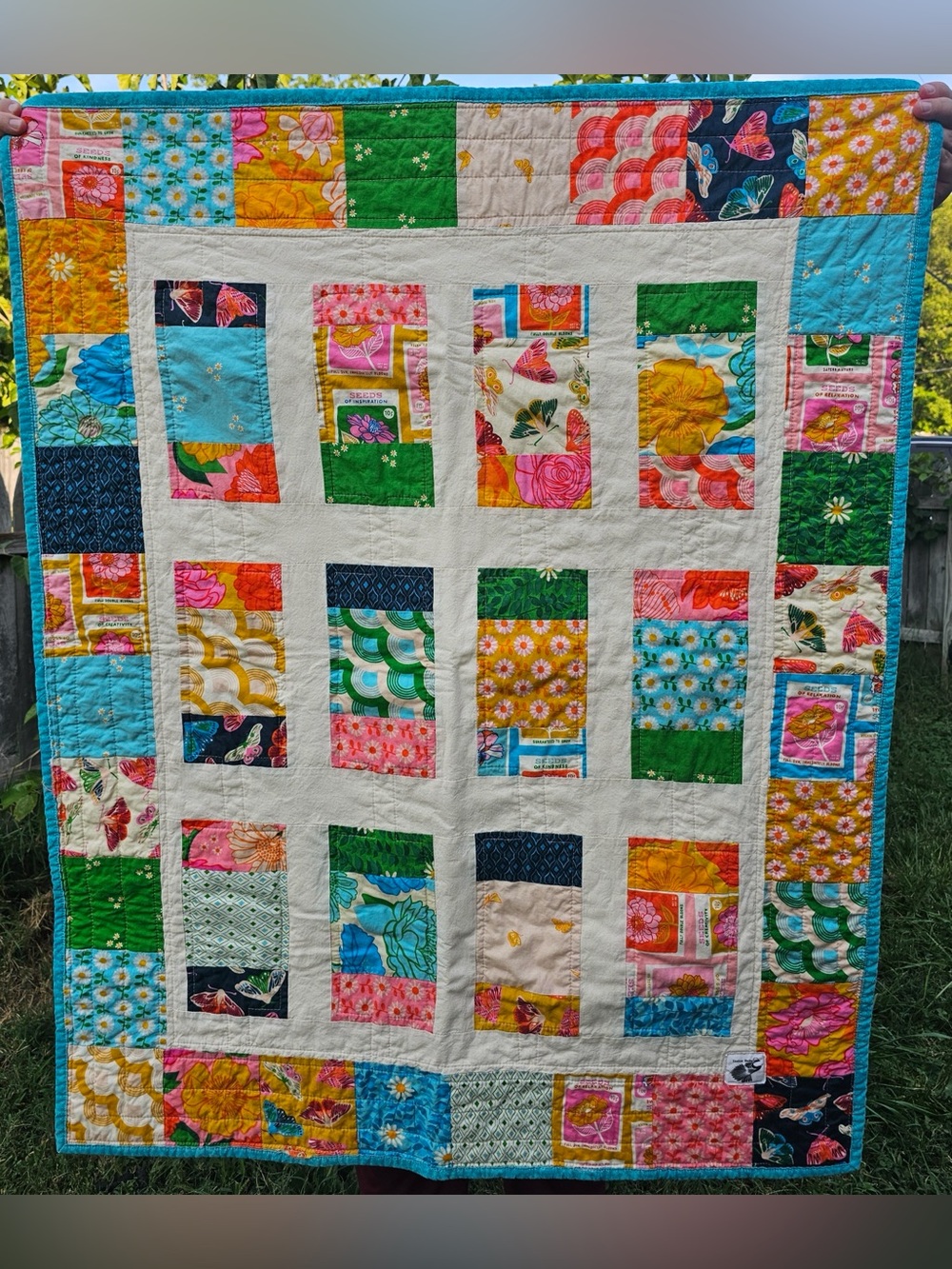 Handmade Patchwork Quilt: Ruby Star Society Flowerland, Butterfly Design 35”X44